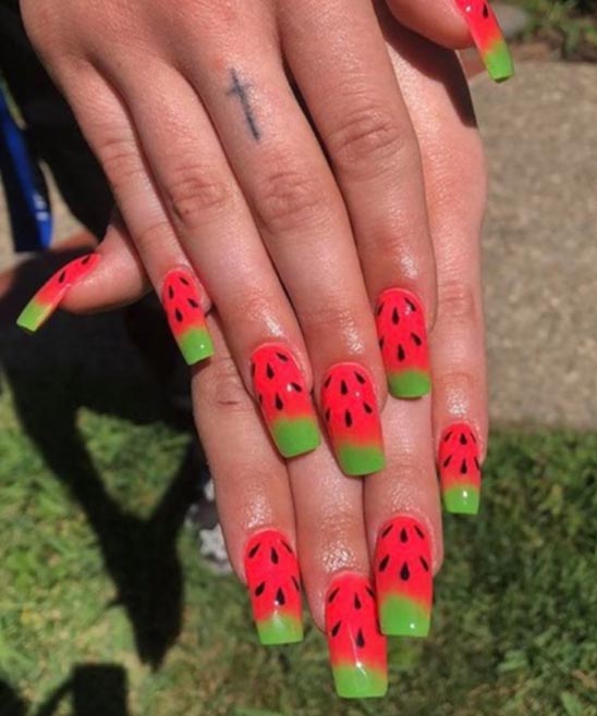 Watermelon Toe Nail Design