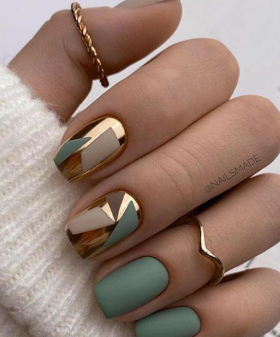White Blue and Gold Nails