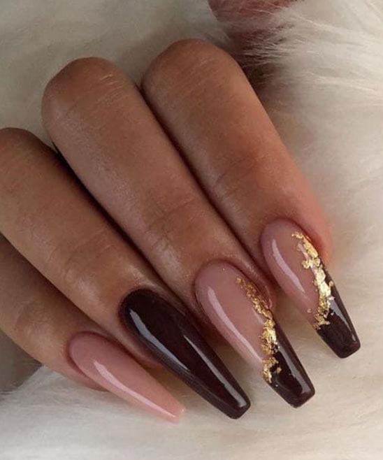 White Brown and Pink Nails