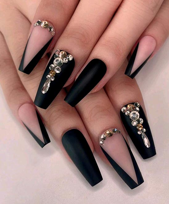 50+ Coffin Rhinestone Nail Designs (2023) TailoringinHindi