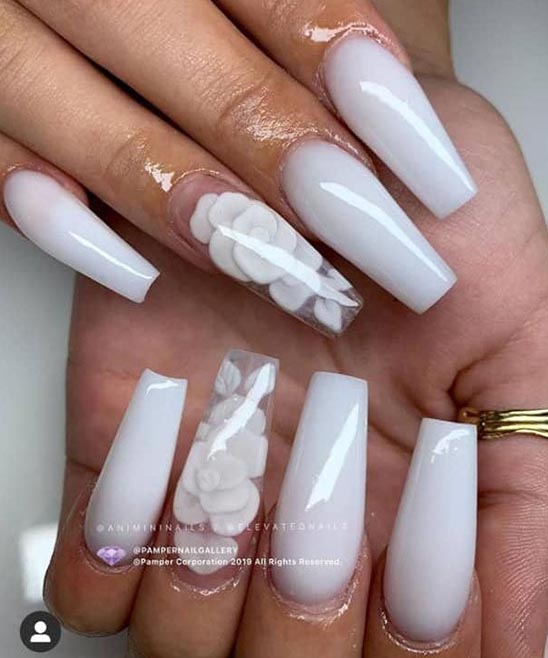50+ Coffin White Nail Designs (2024) TailoringinHindi