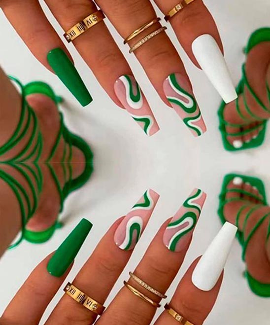 White Coffin Nails With Design