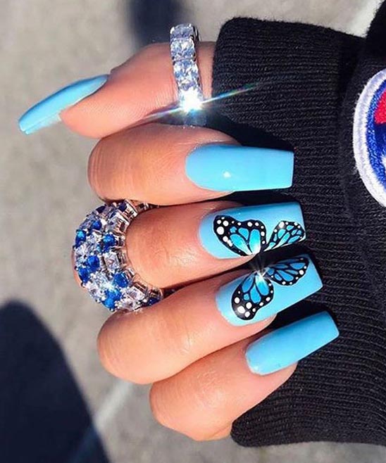 White Coffin Shape Nail Designs