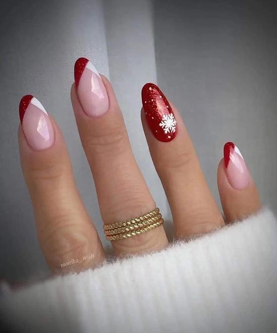 White French Tip Christmas Nails