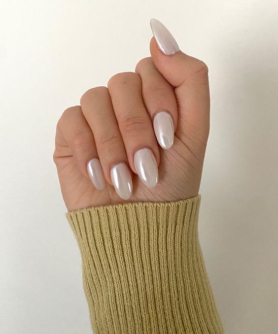 White Gel Nails With Chrome