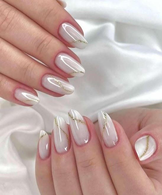 White Glitter Chrome Nails