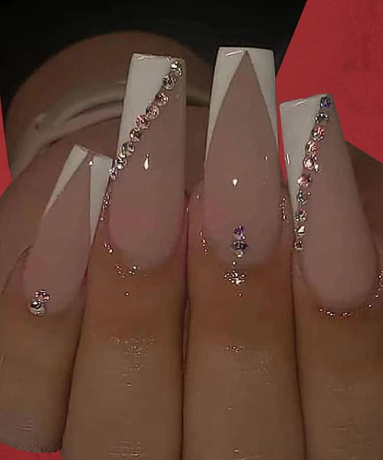 White Nail Designs With Rhinestones