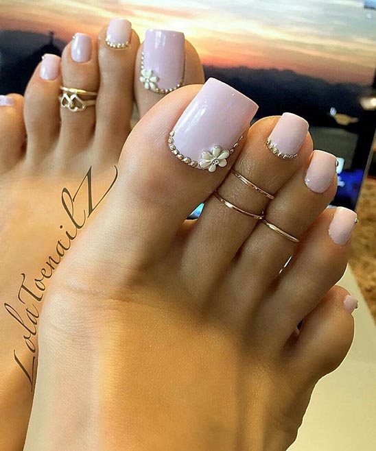 White Nail Polish on Toes Pink Design