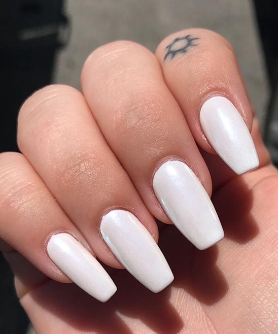 White Nails With Chrome on Top
