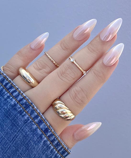 White Nails With Chrome