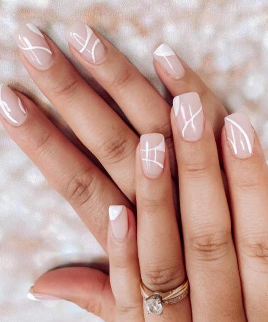 White Nails With Color Outline