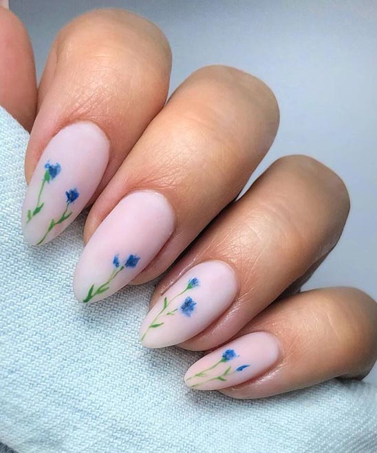 White Nails With Flower Design