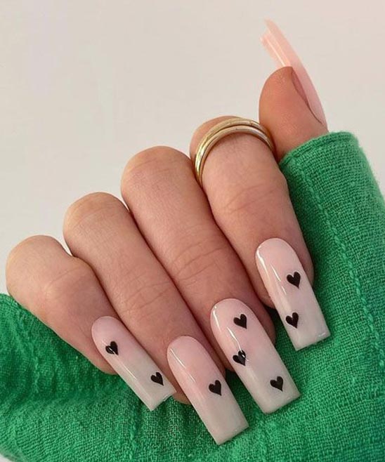 White Nails With Pink Hearts