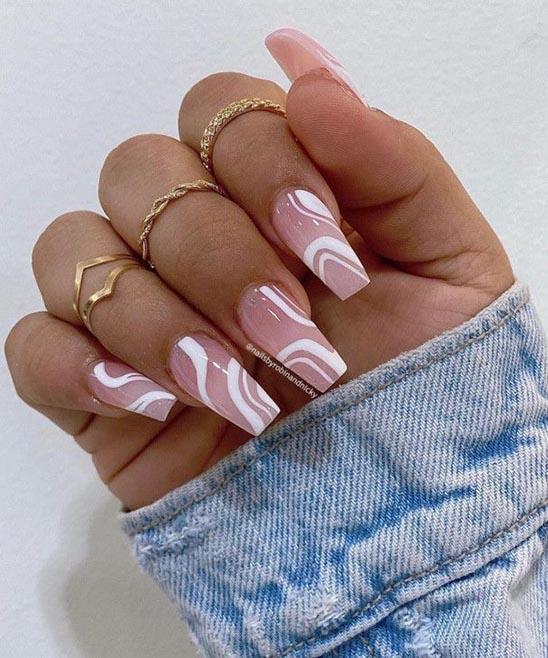 White Nails With Pink Outline