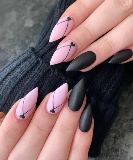 White Nails With Red Heart With Eyes