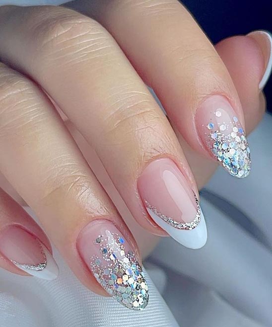 White Nails With Silver Design