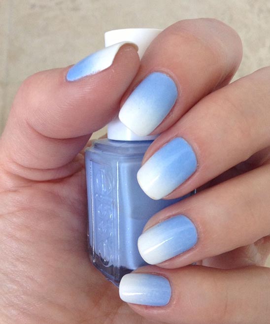 White Ombre Nails Short