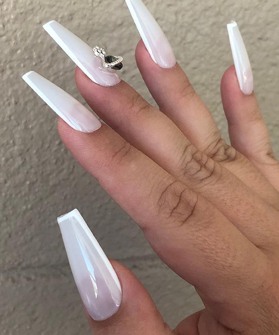 White Outline Coffin Nails
