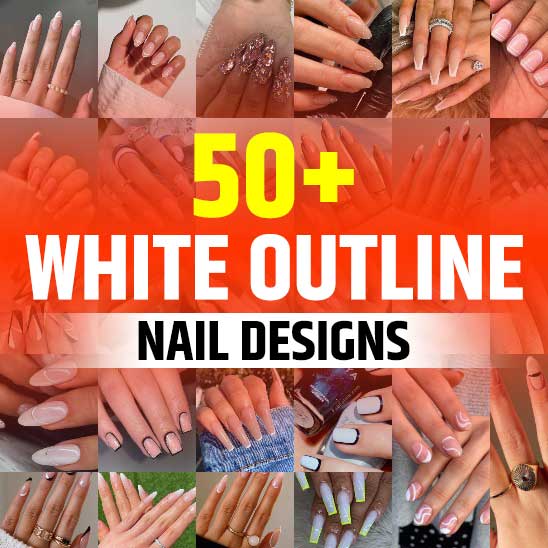 White Outline Nails