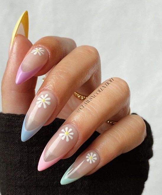 White Oval French Tip Nails
