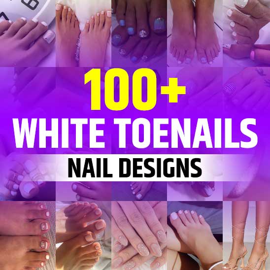 White Toenails With Design