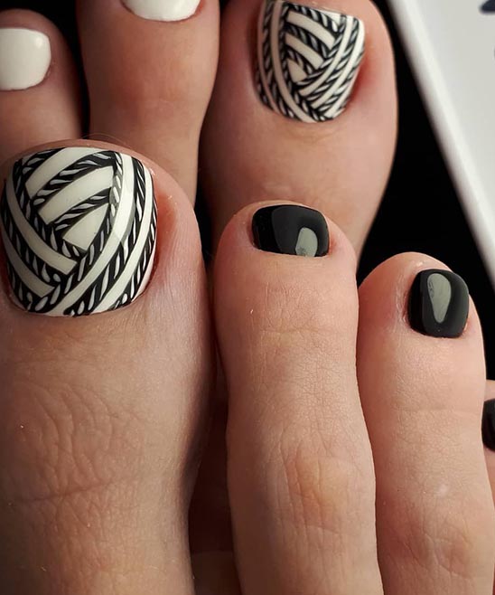 White and Black Toe Nail Designs