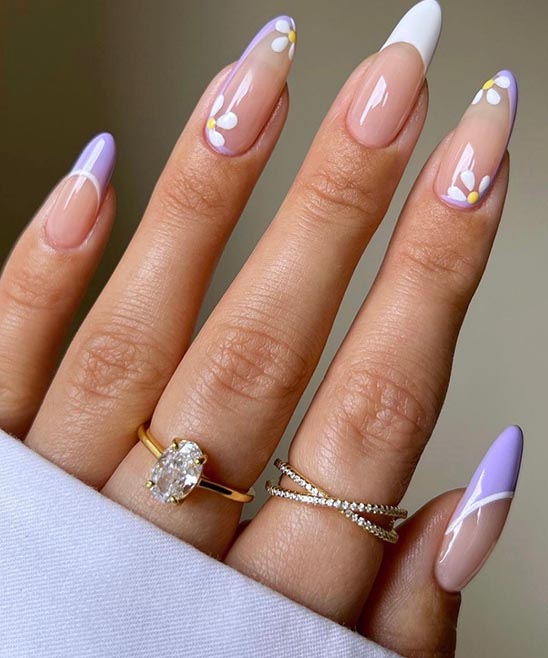 White and Gold Almond Nails