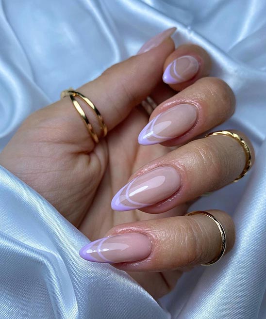 White and Gold Almond Shaped Nails