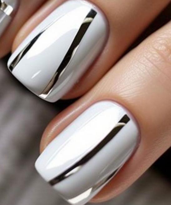 White and Gold Chrome Nails