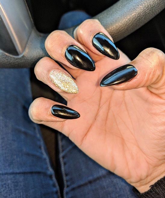 White and Gold Nails Almond