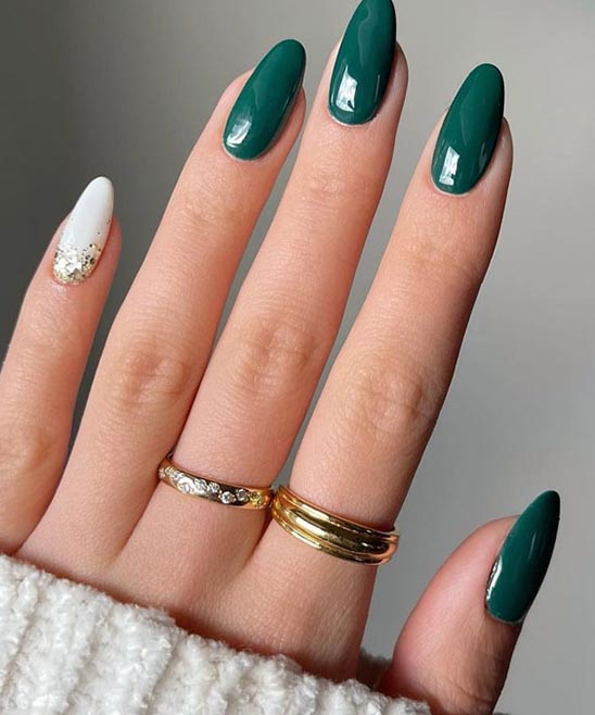 White and Green Nail Design