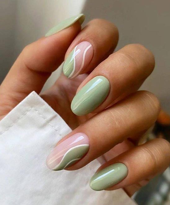 White and Green Nail Ideas