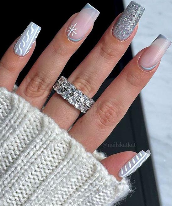 White and Grey Christmas Nails