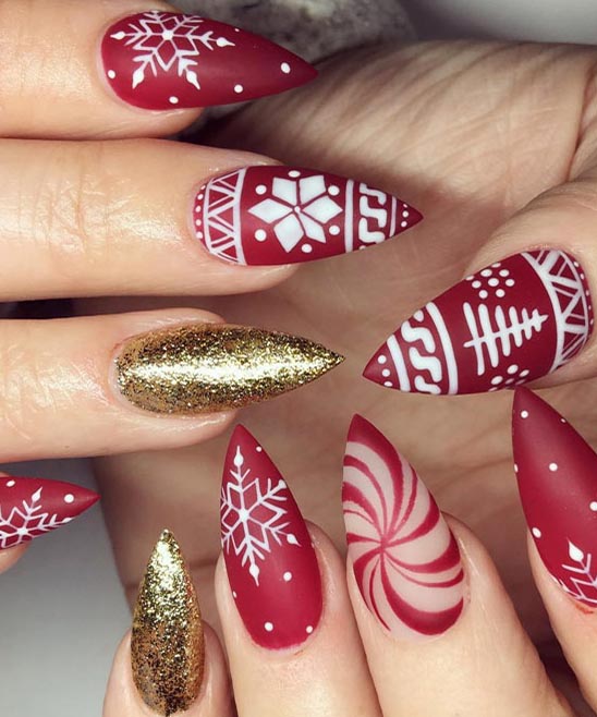 White and Red Christmas Nail Designs