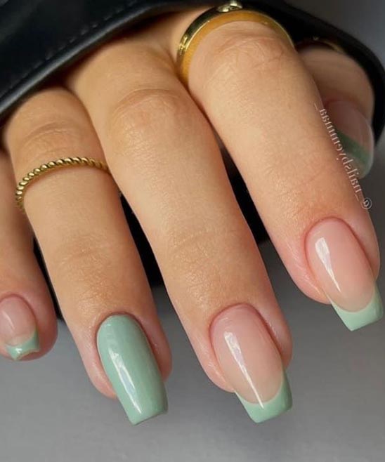 White and Sage Green Nails