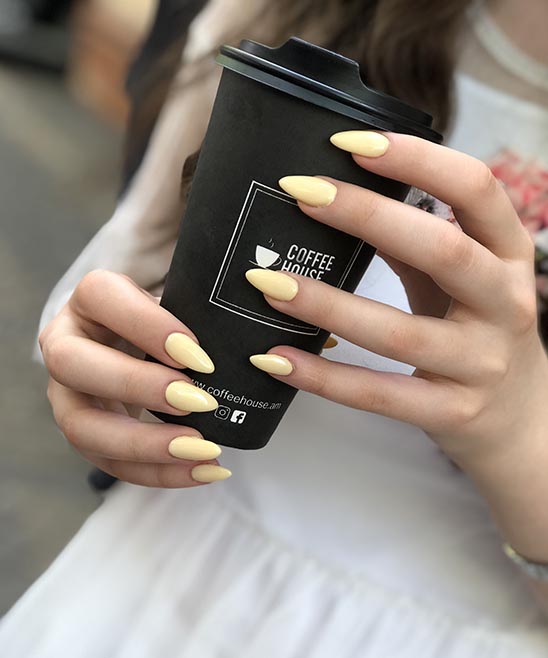 Yellow Almond Fake Nails