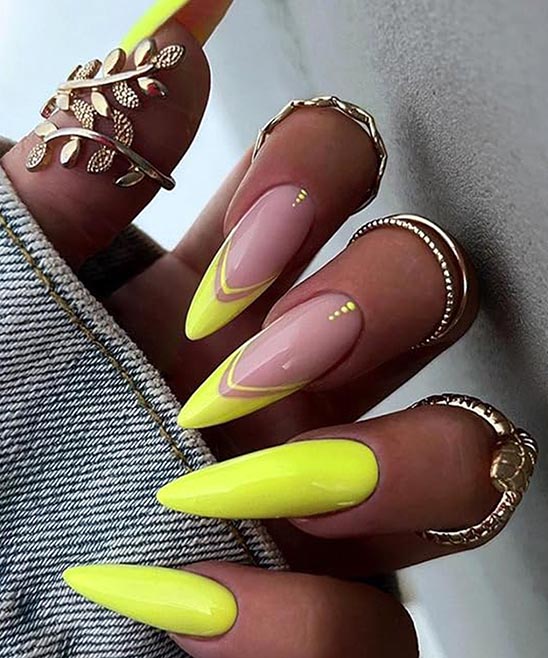 Yellow Almond Nail Designs