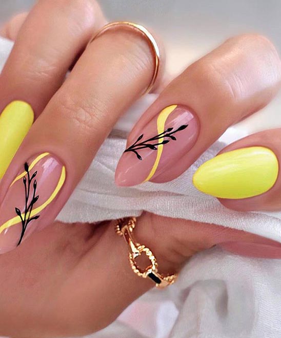 Yellow Almond Shaped Nails