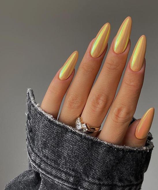 Yellow French Tip Nails Almond
