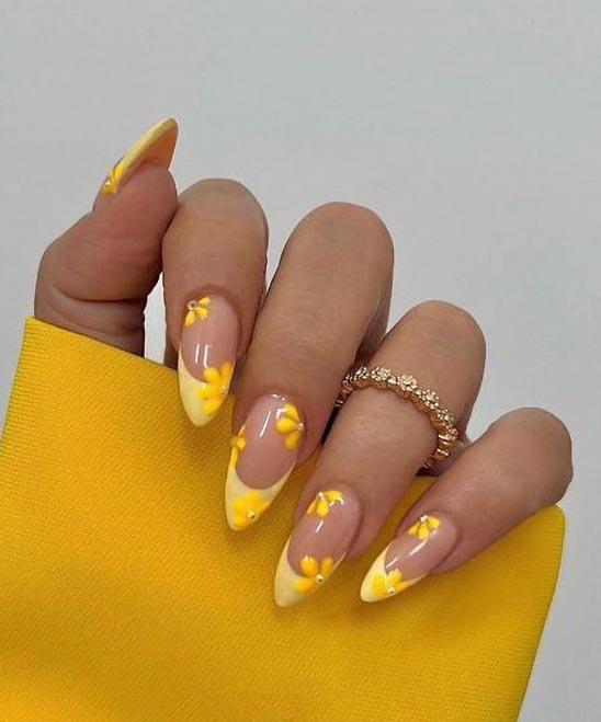 Yellow Long Almond Nails