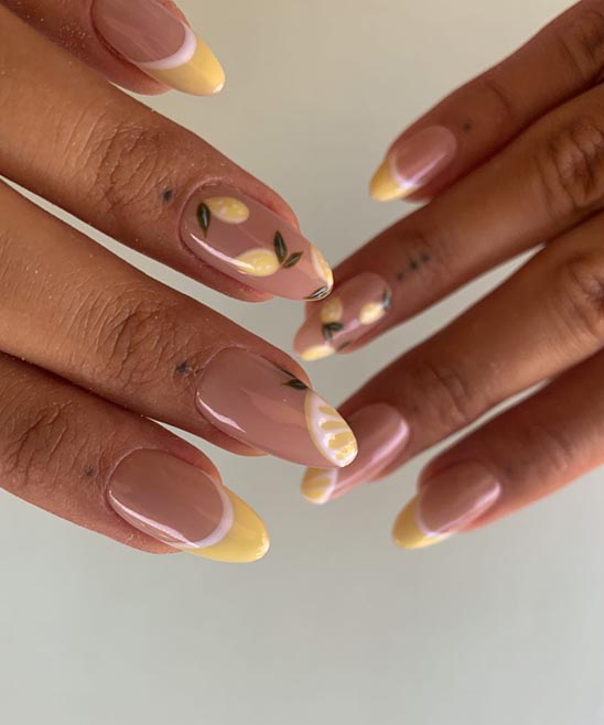 Yellow Nails With French Tips