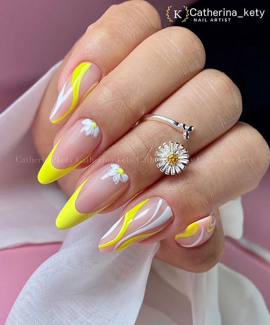 Yellow Ombre Nails Almond