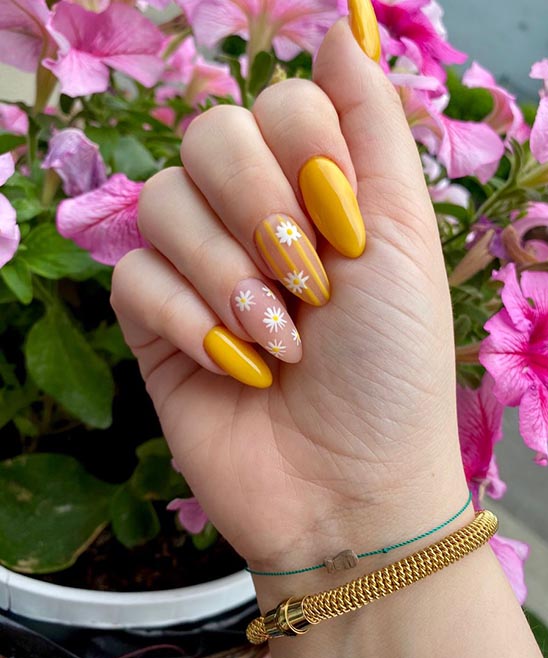 Yellow Short Almond Nails
