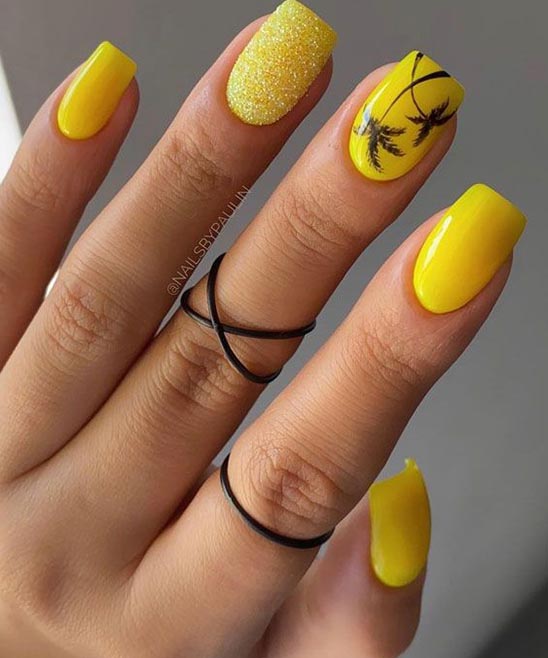 Yellow and Blue Nail Designs