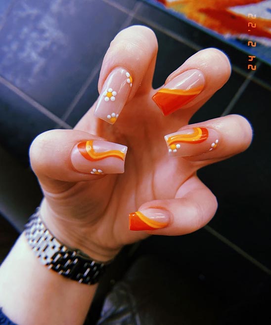 Yellow and Orange Nails Design