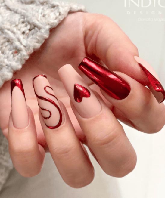 Coffin Valentines Day Nails