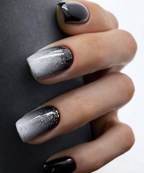 Black French Tip With Accent Nail Designs for Short Nails