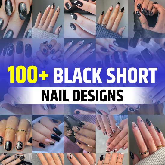 Black Nail Design Short