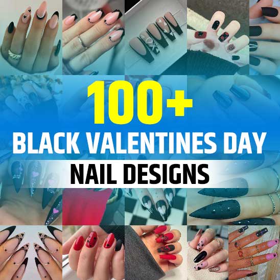 Black Nails Valentines Day