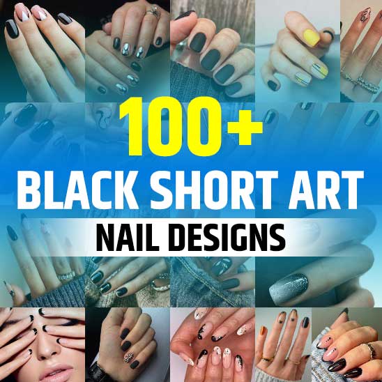 Black Short Nail Art